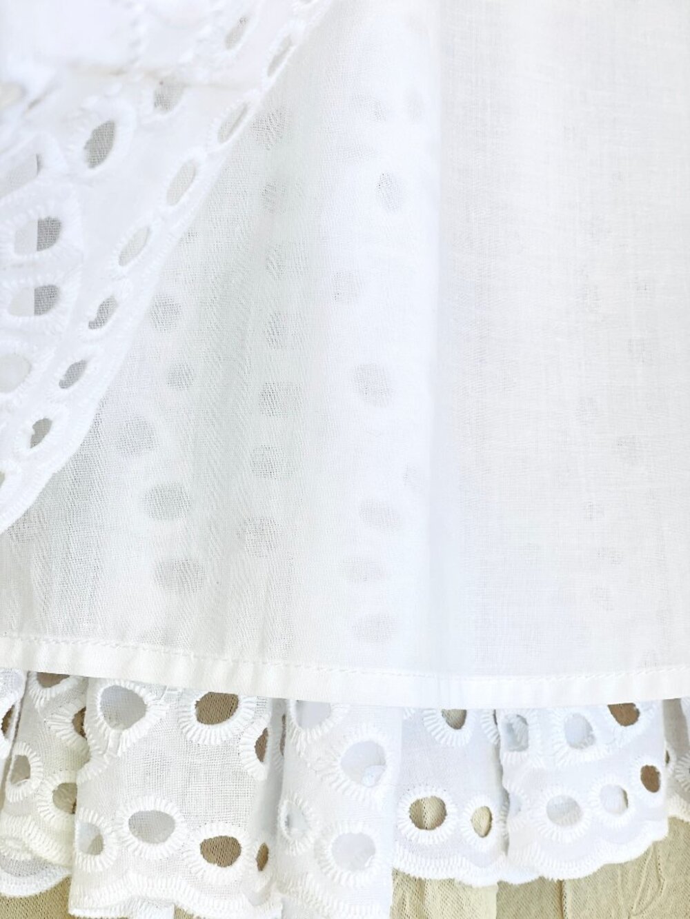 Soft Surroundings Small White Eyelet Peasant Midi Ruffle Dress Cotton 3/4 Sleeve - Picture 10 of 13